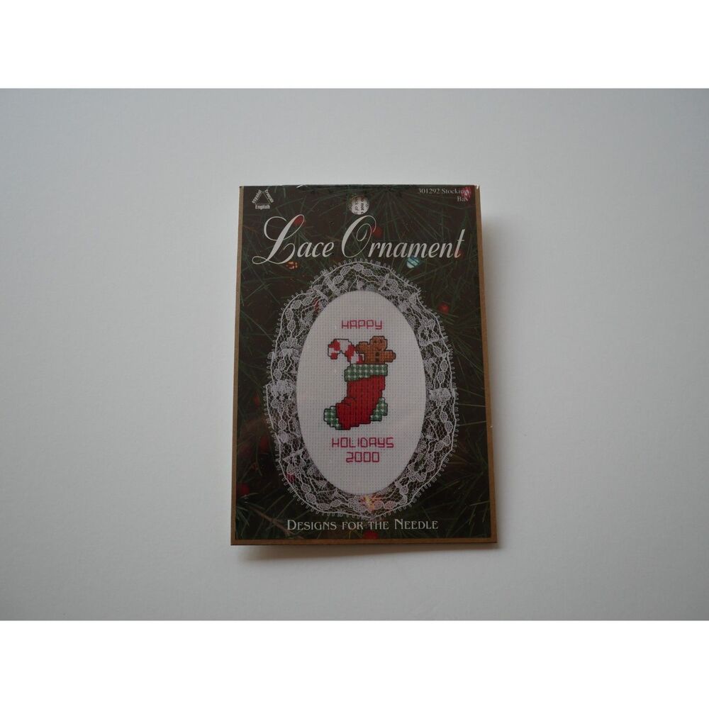 Vintage Lace Ornament Needlepoint Kit Happy Holidays 2000 Stocking NOS